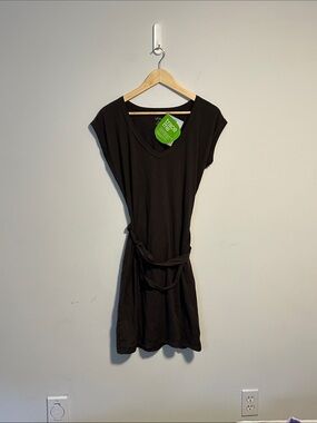 Icebreaker Black V-Neck Tie-Waist Mini Dress